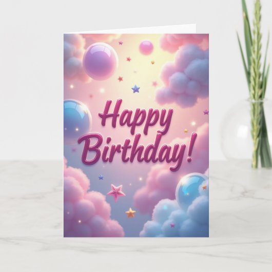 幻想的な雲の誕生日カード カード (正面)