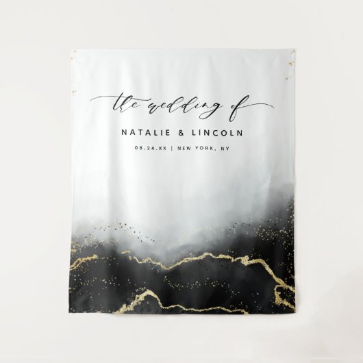 幻想的な霧のオンブルブラック写真ブース背景 タペストリー (正面)