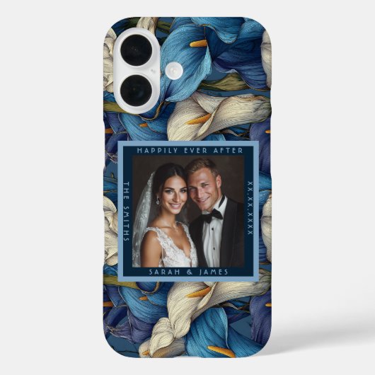 幻想的な青いカラーのボタニカルウェディング Case-Mate iPhoneケース (裏面)