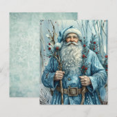 幻想的な青いクリスマスサンタのスクラップブックペーパー (正面/裏面)