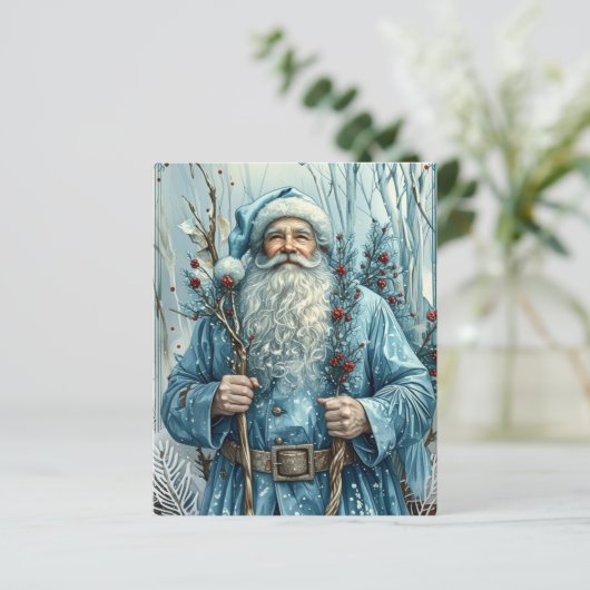 幻想的な青いクリスマスサンタのスクラップブックペーパー (スタンド正面)