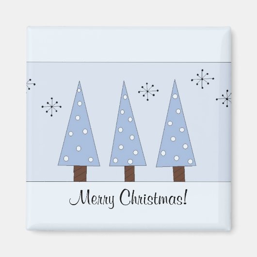 幻想的な青いクリスマスツリー マグネット (正面)