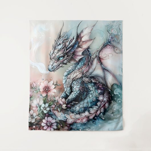 幻想的な青いドラゴンのタペストリー タペストリー (正面)