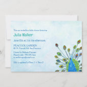 幻想的な青い孔雀の赤ちゃん男の子シャワー 招待状 (裏面)