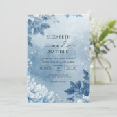 幻想的な青い植物ロマンスウェディング 招待状 (スタンド正面)