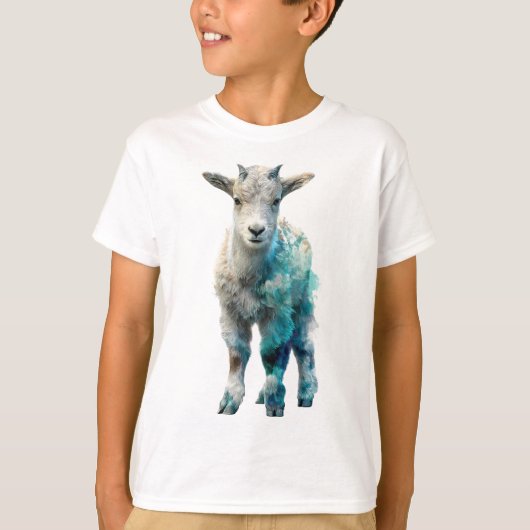 幻想的な青い水彩ヤギの子供たち Tシャツ (正面)