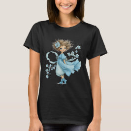 幻想的な青い花の乙女 カントリーロア アート Tシャツ