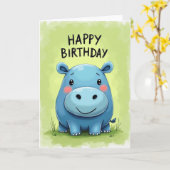 幻想的な青い誕生日カード カード (黄色い花)