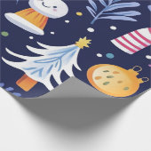 幻想的な青い雪だるま ラッピングペーパー (角)