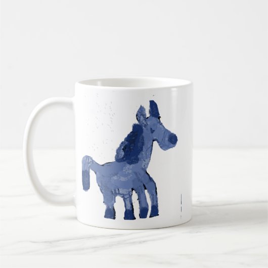 幻想的な青い馬の陶器コーヒーマグ コーヒーマグカップ (左)