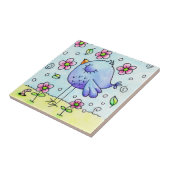 幻想的な青い鳥と花 タイル (側面)