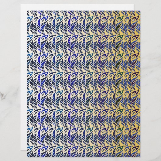 幻想的な青と金の孔雀の羽根模様 (正面/裏面)