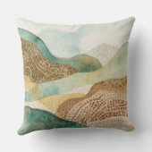 幻想的な青緑褐色の抽象的な山々 クッション (裏面)