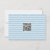 幻想的な青 手描きの花柄ストライプ ウェディングQR 出欠カード (裏面)