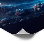 幻想的な風景の上の青い月 ポスター (角)