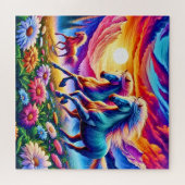 幻想的な風景の中でギャロップ ジグソーパズル (横)