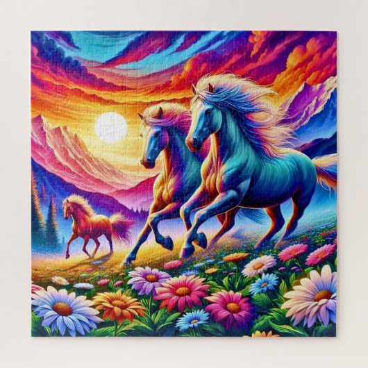 幻想的な風景の中でギャロップ ジグソーパズル (縦)