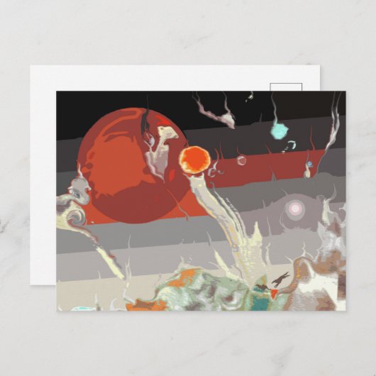 幻想的な風景を駆けるボルゾイ ポストカード (正面/裏面)