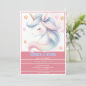 幻想的な魔法のパステルユニコーンの子供の誕生日 招待状 (スタンド正面)