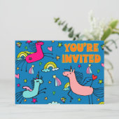 幻想的な魔法のユニコーンバースデーパーティー 招待状 (スタンド正面)