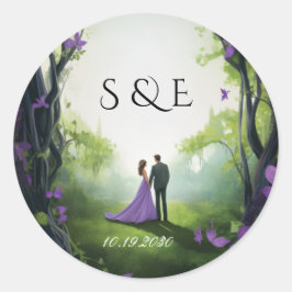 幻想的な魔法の庭園の結婚式ステッカー ラウンドシール