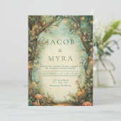 幻想的な魔法の森のキノコのウェディング 招待状 (スタンド正面)