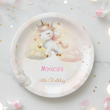 幻想的な魔法の淡い色のユニコーンの子供の誕生日