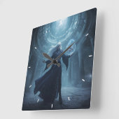 幻想的な魔法使いの壁掛け時計 ダークソーサラー 魔法アート スクエア壁時計 (傾斜)