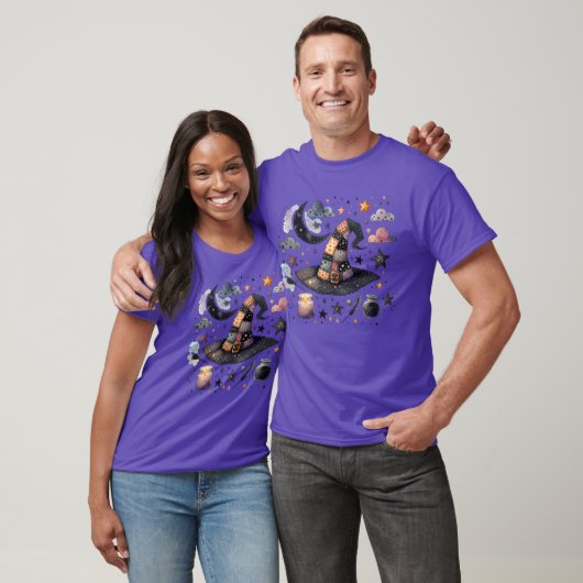 幻想的な魔法使いの帽子と天体の魔法 Tシャツ (ユニセックス)