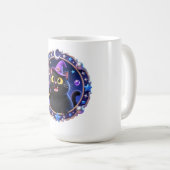 幻想的な魔法使い猫の肖像画アートプリント コーヒーマグカップ (正面右)