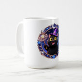 幻想的な魔法使い猫の肖像画アートプリント コーヒーマグカップ (正面左)