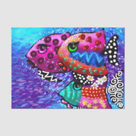 幻想的な魚のトリオ デコパージュ 薄葉紙