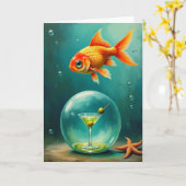 幻想的な魚のバースデーカード カード (黄色い花)