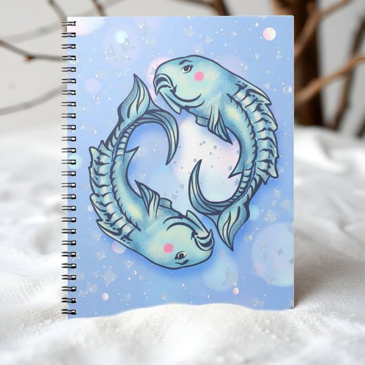 幻想的な魚座の魚 夢のような女の子の海の緑と青 ノートブック