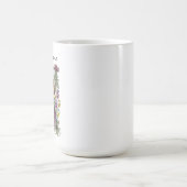 幻想的な鳥と野の花の名前デザイン コーヒーマグカップ (中央)