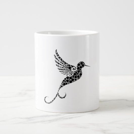 幻想的な鳥のパターンイラストのコーヒーマグ ジャンボコーヒーマグカップ (正面)