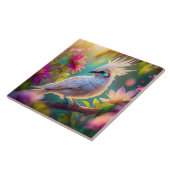 幻想的な鳥 クレスト付きの頬紅をしたジュブナイルバード タイル (側面)