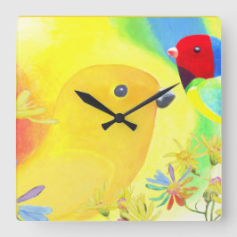 幻想的な鳥 スクエア壁時計