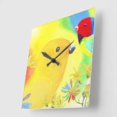 幻想的な鳥 スクエア壁時計 (傾斜)