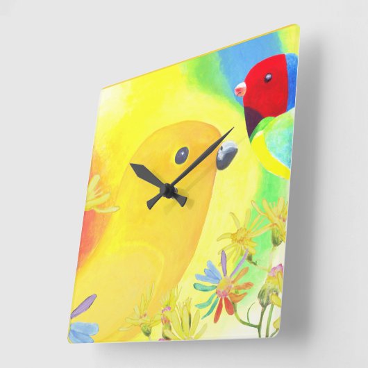 幻想的な鳥 スクエア壁時計 (傾斜)