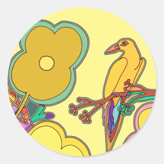 幻想的な鳥 ラウンドシール (正面)
