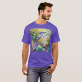 幻想的な鳥、紫色の冠のあるカケス Tシャツ (正面フル)