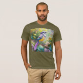 幻想的な鳥、紫色の冠のあるカケス Tシャツ (正面フル)