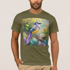 幻想的な鳥、紫色の冠のあるカケス Tシャツ