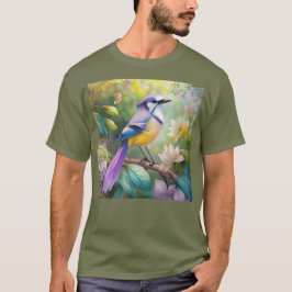 幻想的な鳥、紫色の冠のあるカケス Tシャツ