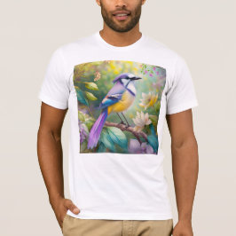 幻想的な鳥、紫色の冠のあるカケス Tシャツ