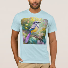 幻想的な鳥、紫色の冠のあるカケス Tシャツ
