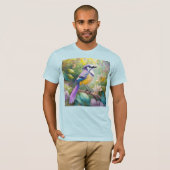 幻想的な鳥、紫色の冠のあるカケス Tシャツ (正面フル)