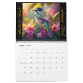 幻想的な鳥 虹色シリーズ カレンダー (3月 2027)