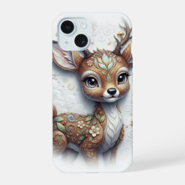 幻想的な鹿の肖像画 iPhone 15ケース